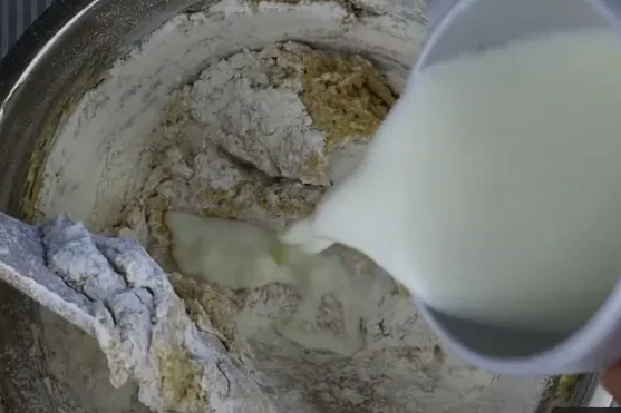 the dry ingredients and milk