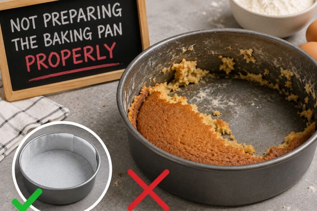 Not Preparing the Baking Pan Properly